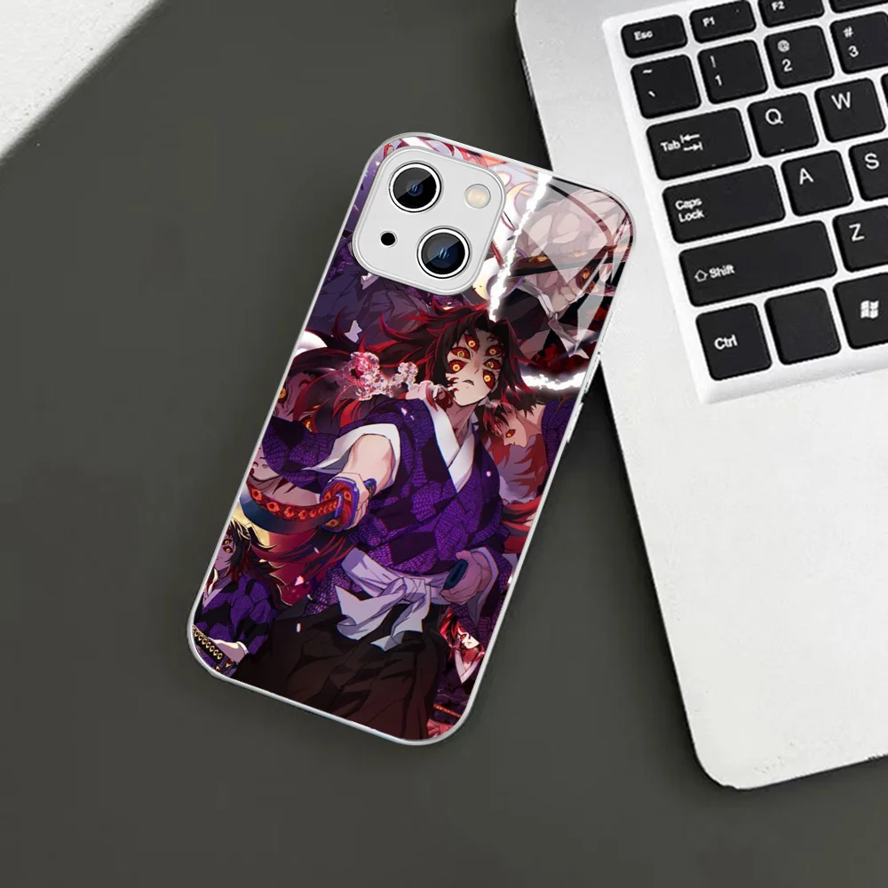 Demon Slayer Yoriichi Muzan Phone Case Tempered Glass For iphone 14 13 12 11 Pro Mini XS MAX 14Plus X XS XR Cover