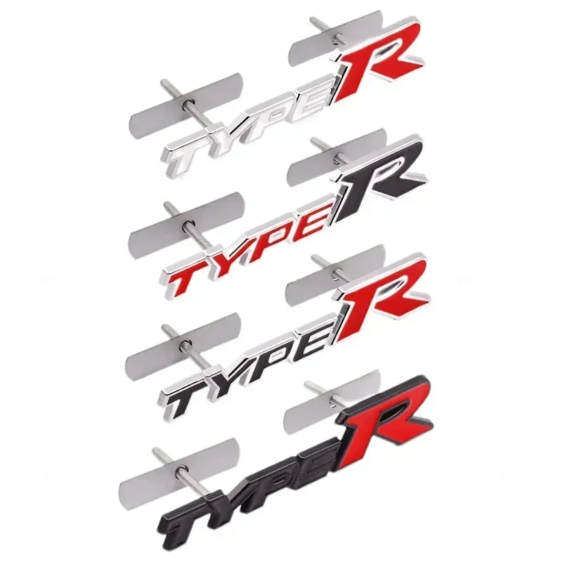 3D Metal Type R Logo Front Grill Badge Rear Trunk Emblem Sticker Decals For Honda Civic TYPER CRV HRV Accord Fit Car Accessories