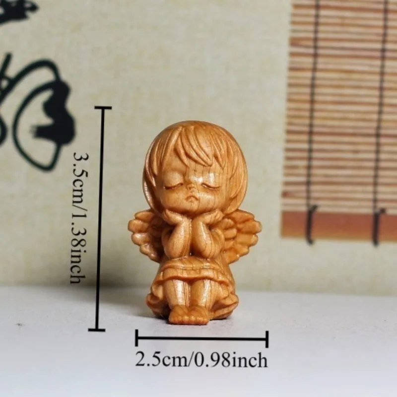 1PC Minimalistisch Creatief Kleine Engel Hout Gesneden Beeldje Handheld Stuk Houten Ambacht Thuis Bureau Decor Leuke Engel Verjaardagscadeau