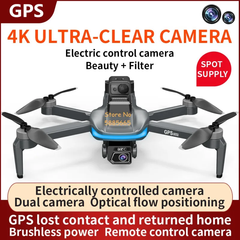 4K Brushless ESC Dual Camera GPS Follow Me FPV RC Drone 5G Obstacle Avoidance Auto Return Foldable Remote Control Quadcopter Toy