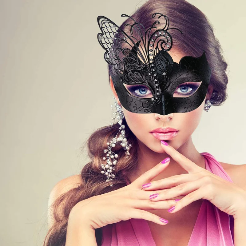 

Metal Iron Art Realistic Butterfly Masquerade Mask Halloween Carnival Easter Show Party Luxury Fashion Cyberpunk Mask