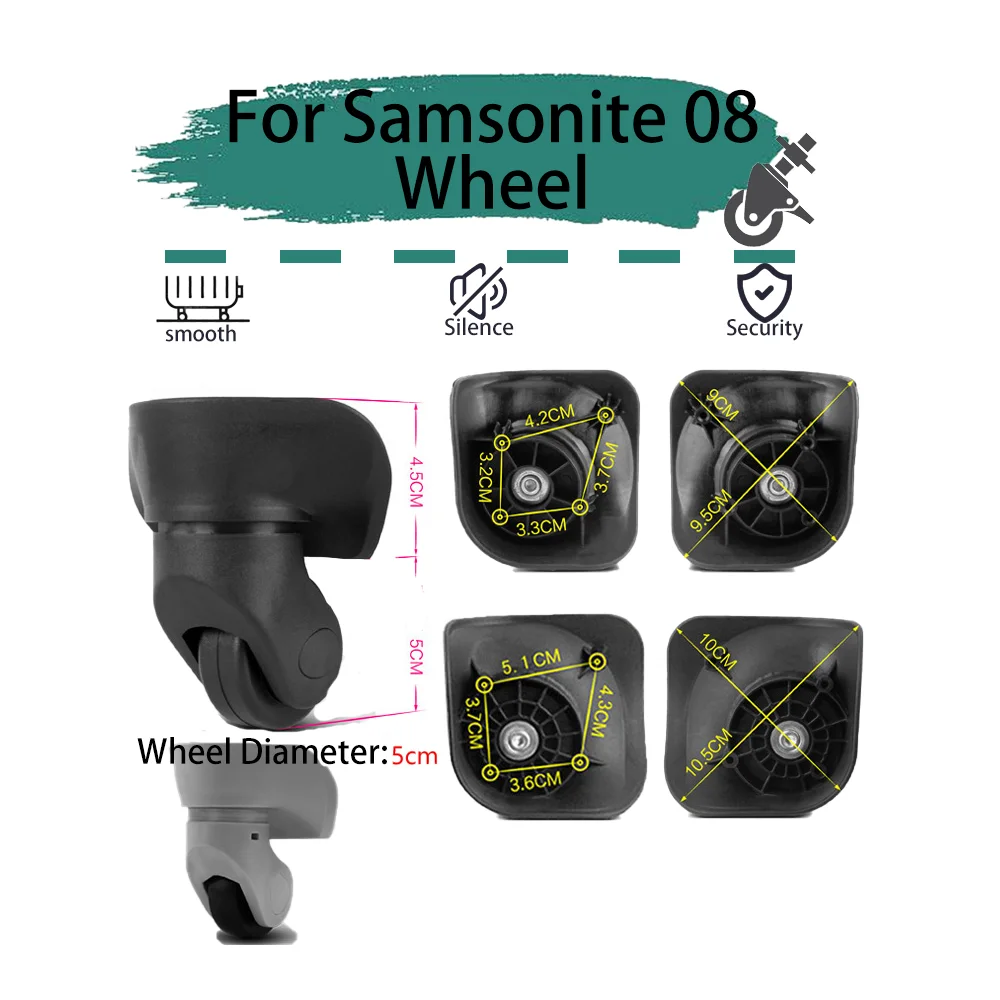 for-samsonite-08-black-universal-wheel-replacement-suitcase-rotating-smooth-silent-shock-absorbing-travel-accessories-casters