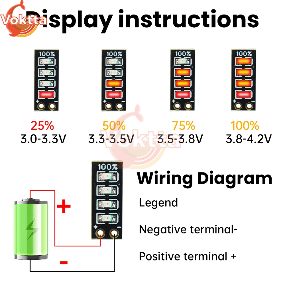 Mini indicador de nivel de batería 1S/2S/3S, placa de capacidad de batería de litio, módulo de medición de potencia, módulo indicador de luz de pantalla LED CC