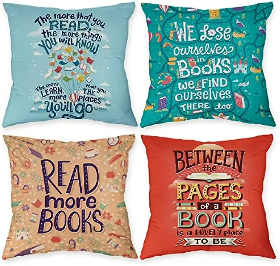 Linen square pillowcase decoration home dorm, reader teen teacher gift throw pillowcase sofa decoration cushion cover