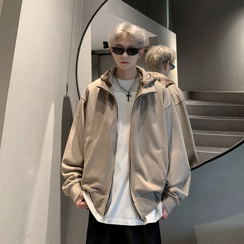

Loose Fit American Retro Casual Spor Open Cardigan Sweatirt Men's plus Size Trendy Outerwear Autumn Winter Youth Sle