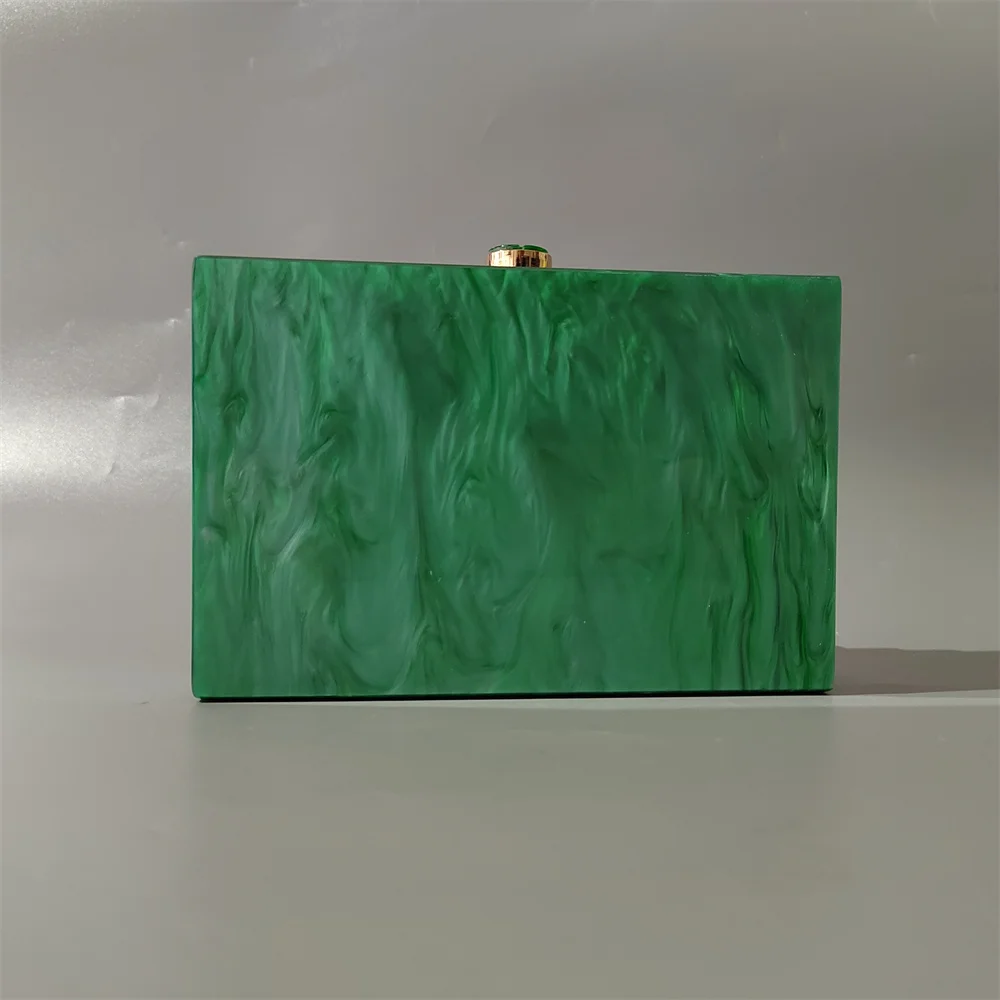 Stylish Wallet Luxury Women Marble Green Acrylic Evening Bags Ladies Patchwork Shoulder Bag Party Prom Clutch Purse Chic Handbag