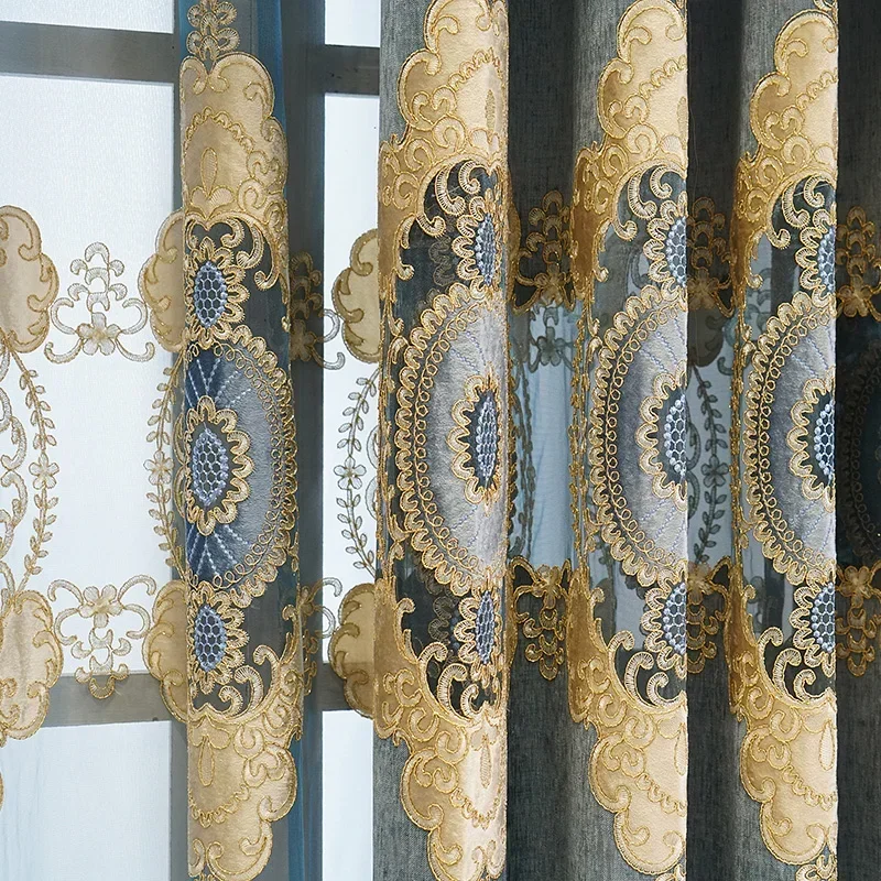 European Style Chenille Embroidery Luxury Thickening Elegant High Shading Curtains for Living Dining Room Bedroom Windows