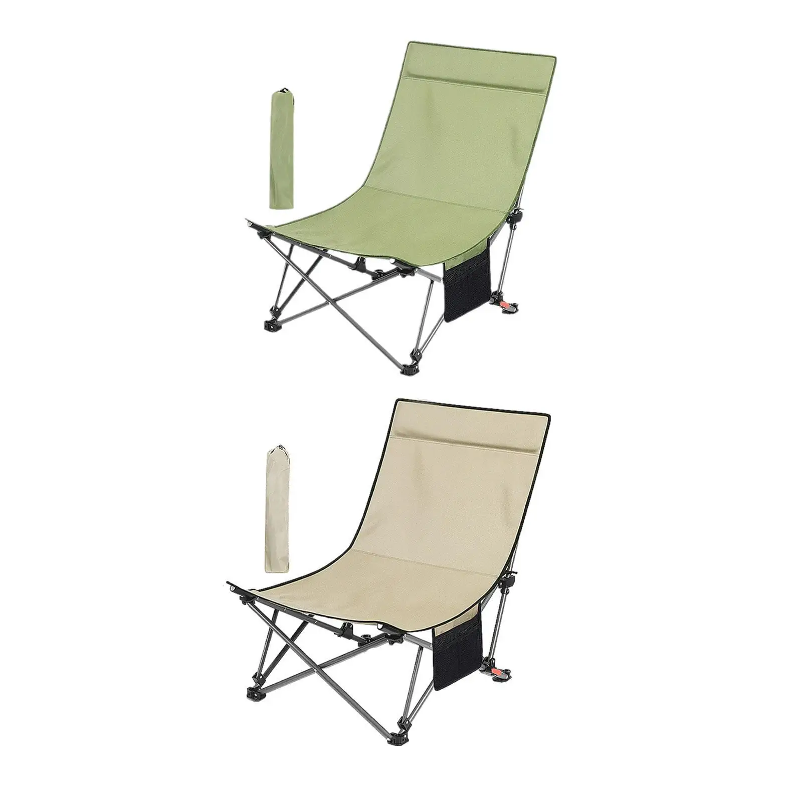 Folding Chair Adjustable Simple with Side Mesh Pocket Camping Chair