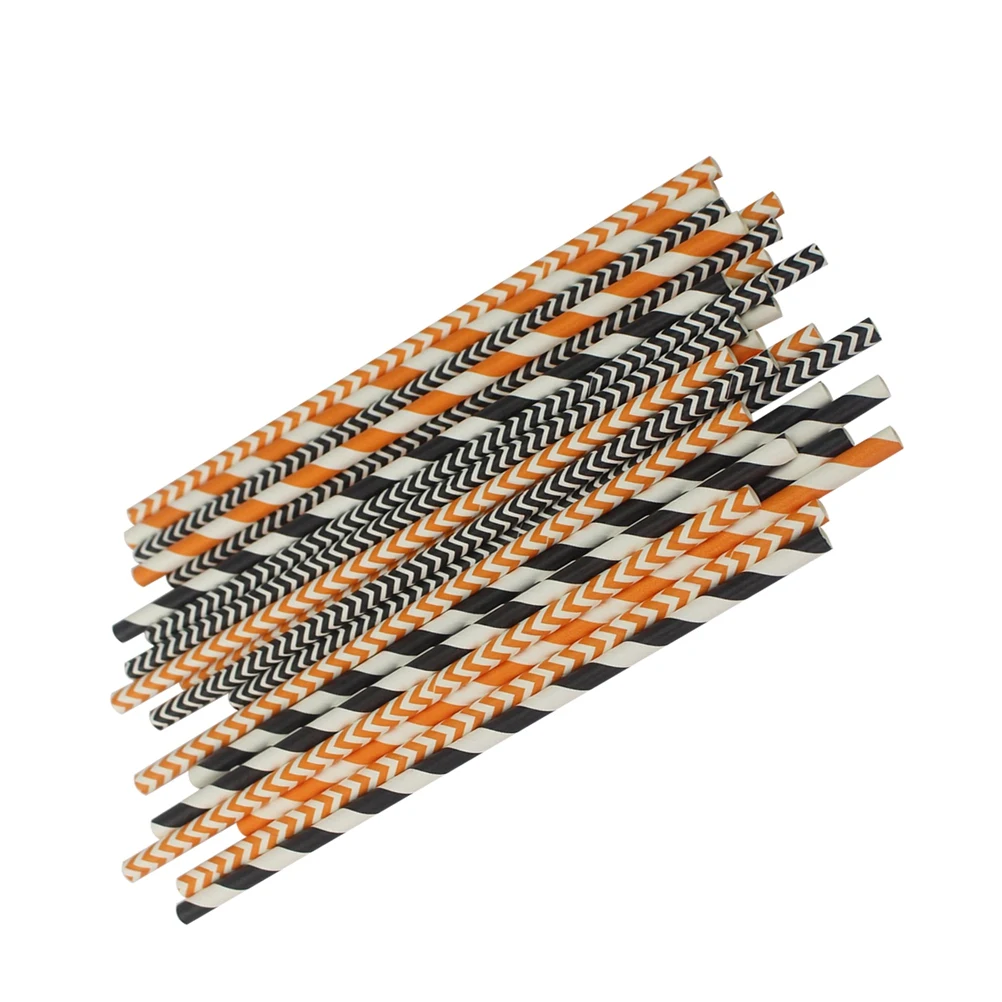 

100 Pcs/Pack Disposable Paper Straw Beverage Straws Bar Decorative Halloween Convenient Bulk