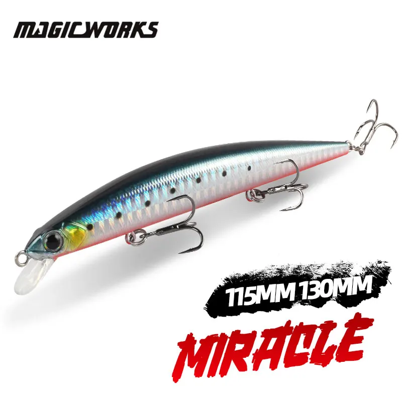 

Magic Works Hard Baits Minnow Artificial Bait 115MM 130MM Floating Wobblers For Sea Bass Fishing Saltwater Lure Wobbler Tackle