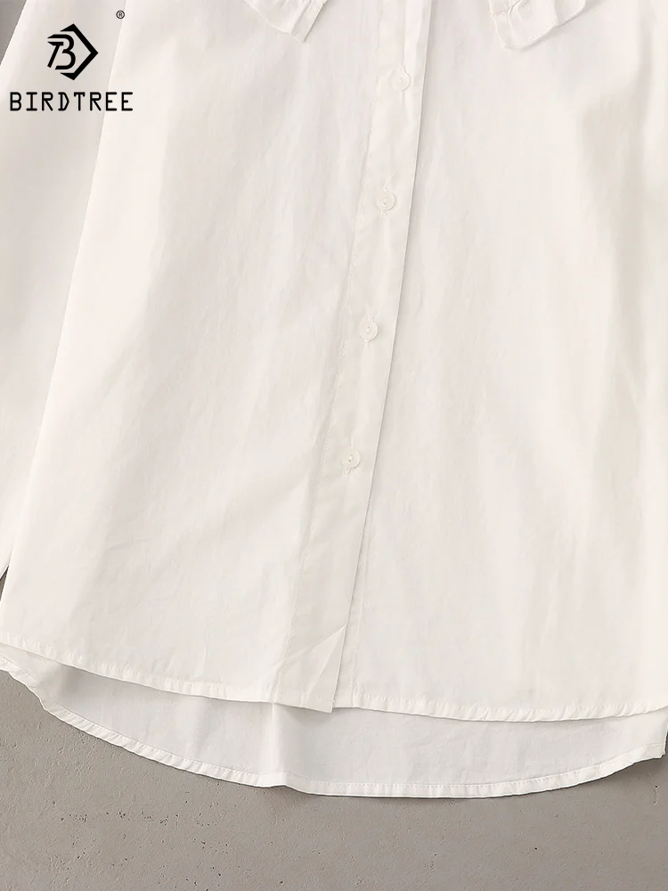 Spring New Women Pleated Cotton Lace White Shirt Full Sleeve Turn Down Collar Casual Blouse Office Ladies Bottoming TopsT32608Z