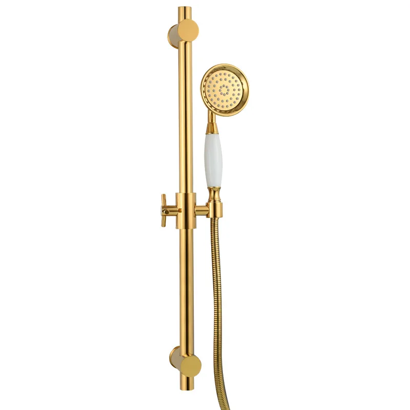 2025 Brass Gold Metal Shower Sliding Bar With Height Adjustable For Bathroom With Shower Head Shower Hose