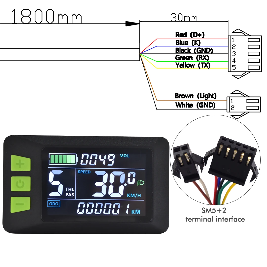 UART2 P3C Elektrische Fiets LCD Display Meter E Scooter LCD Panel Met USB UART Voor Mountain Elektrische Fietsonderdelen (5PIN)