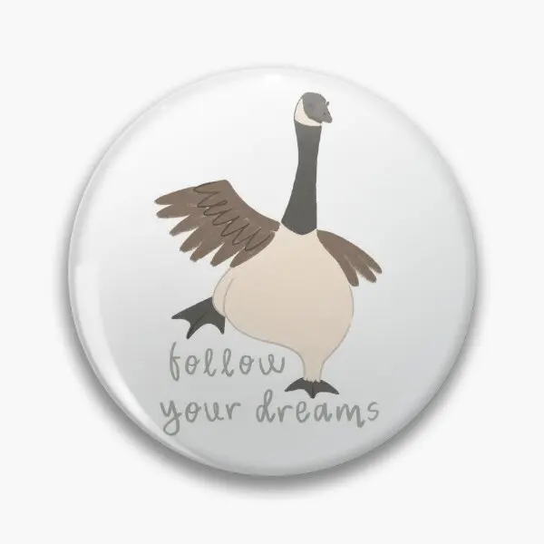 Follow Your Dreams Goose  Soft Button Pin Decor Cute Metal Badge Women Collar Gift Clothes Funny Brooch Cartoon Fashion Hat