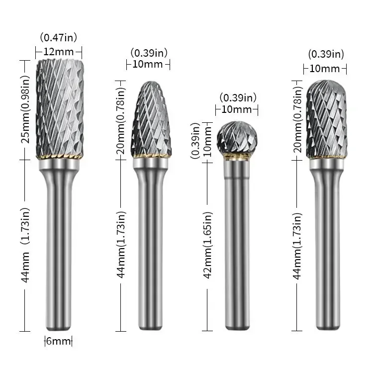 Imagem -03 - Zhd-duplo Corte Carbide Rotary Burr Bit Grupo Haste Gravação Cnc w Caixa Pcs Pol mm