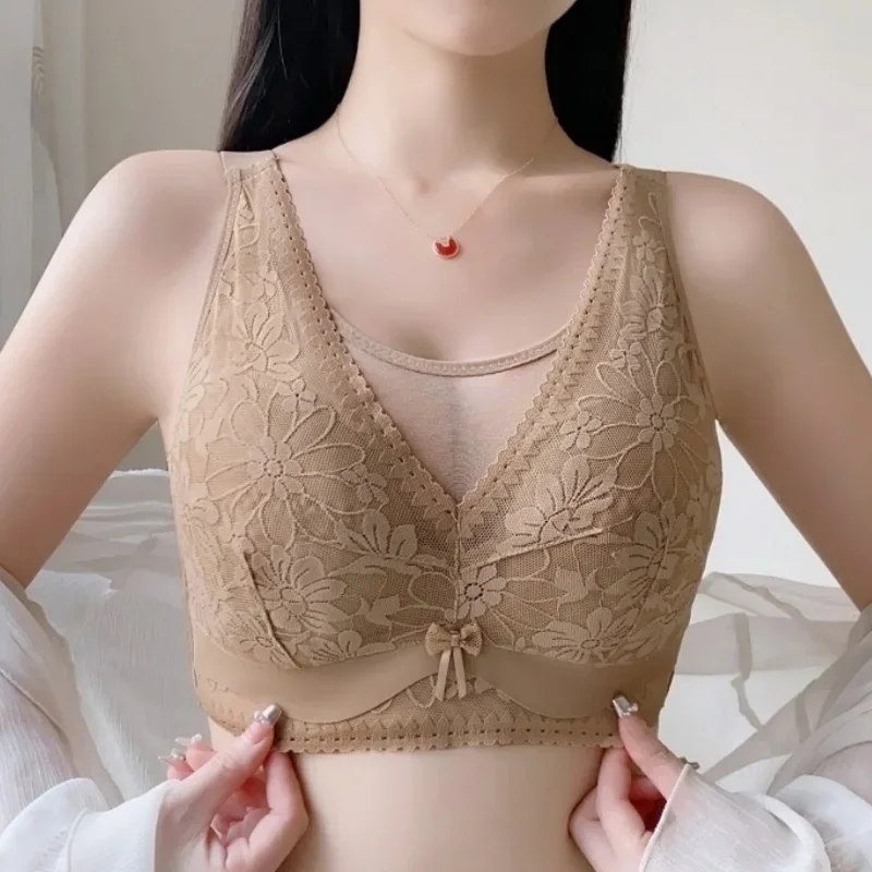 

Ultra-thin bra non-underwired women's big breasts full cups breathable bras anti-walking light pair breasts gathered underwear