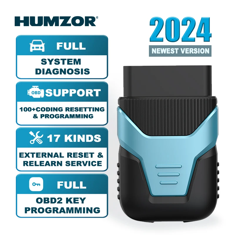 HUMZOR Z126 Full System Bluetooth V5.2 OBD2 Scanner Diagnosis Tool Key Programming Live Data System Status Full Car Makes