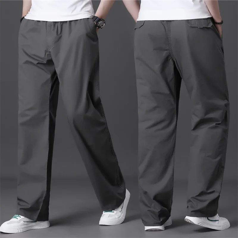 

Summer Thin Cotton Straight Leg Pants Loose Wide Leg Casual Long Trousers Men's Workwear plus Size Comfortable Loose Fit