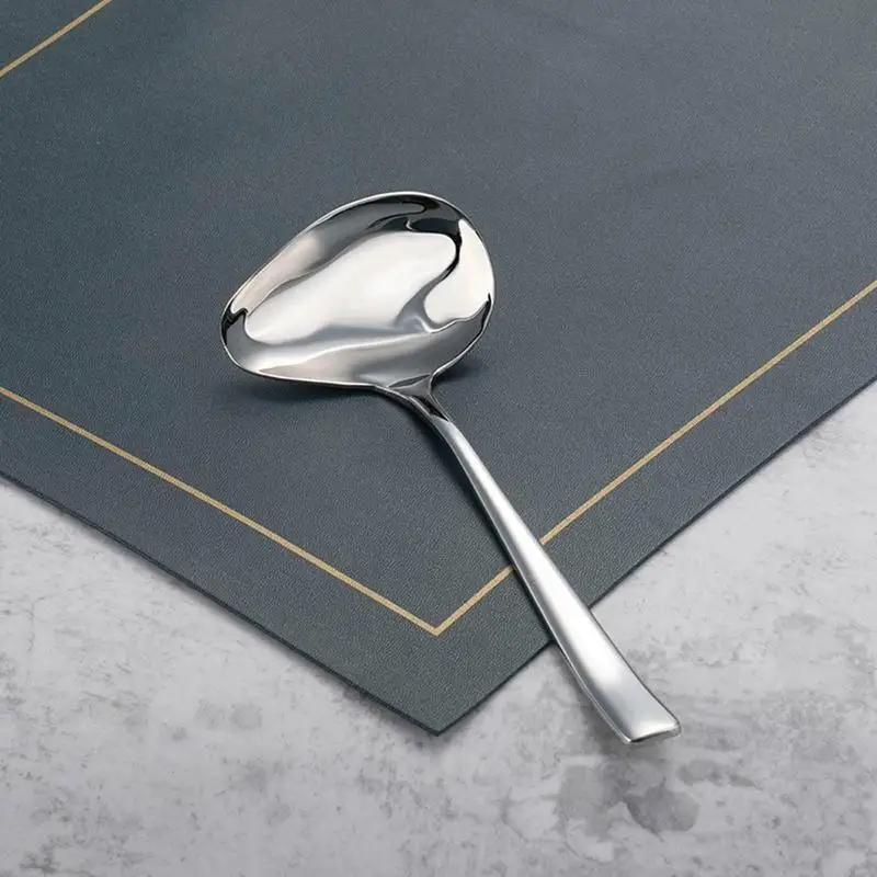 Stainless Steel Soup Spoon Hanging Hot Pot Soup Ladle Scoop Tableware Utensil Rust-proof Tablespoons Good Tableware Ice Cream