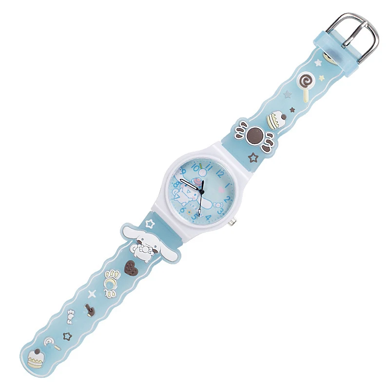 Miniso Anime Cartoon Sanrio Hello Kitty Melody Kuromi Cinnamoroll Silicone Round Quartz Girls Boys Student Sport Watch Kids Gift