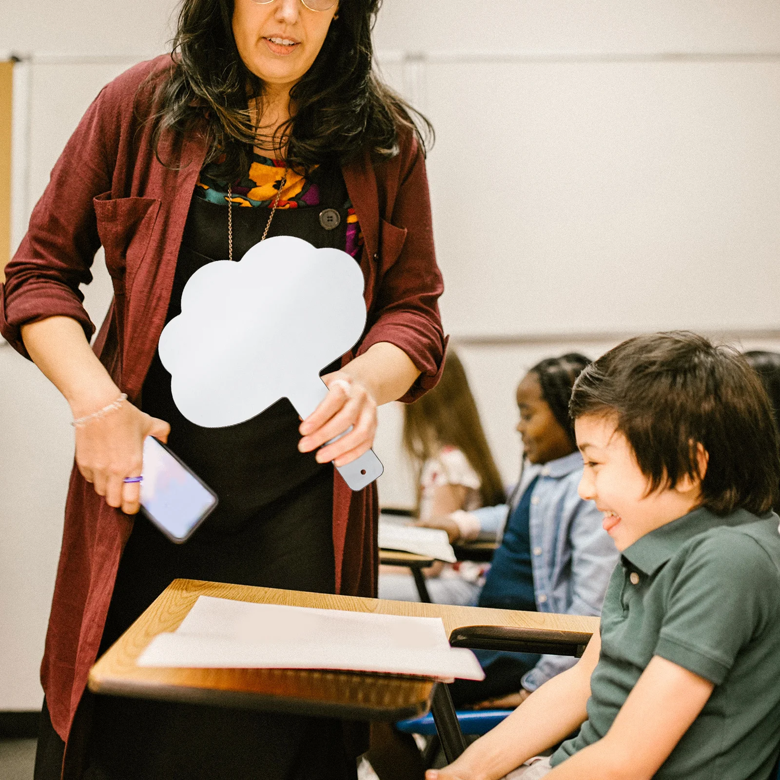 

3Sets Children's Doodle White Boards Handheld Dry Erase Paddles School Answer Paddles Student Accessories Reusable