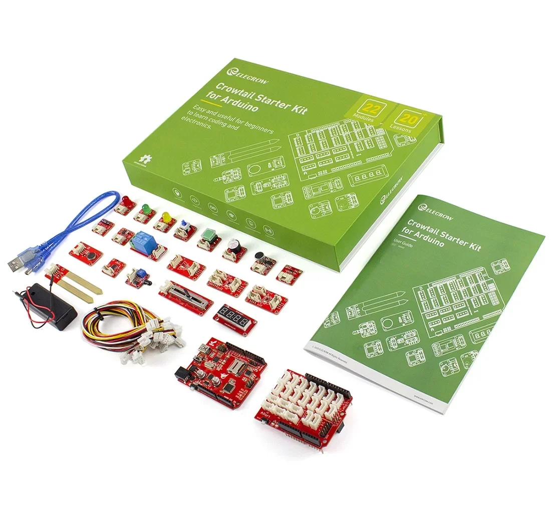 Imagem -03 - Crowtail Starter Kit para Arduino Componente Eletrônico Faça Você Mesmo Kit Programação Learning Kit para Iniciantes com 22 Lições para Arduino