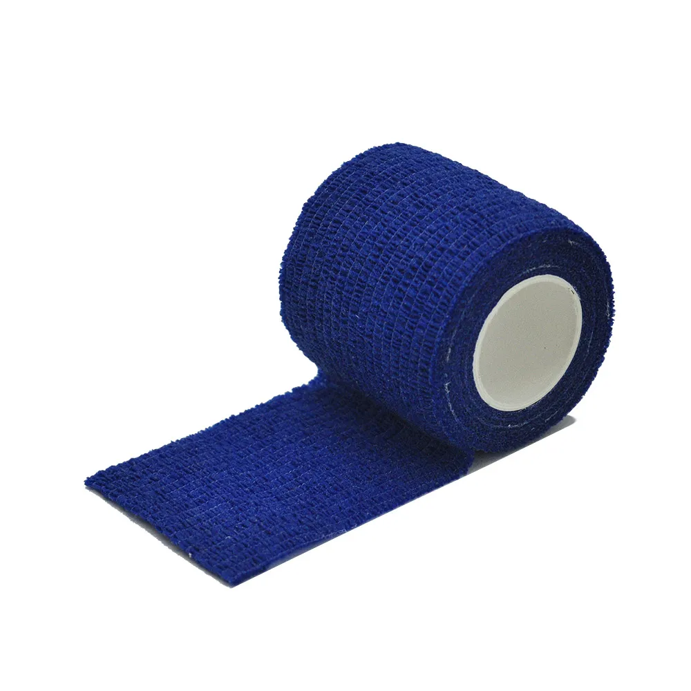 Bandage de gaze bleu foncé auto-adhésif, bandes élastiques respirantes pour le sport, fibre de doigt, poignet, jambe, 1 pièce, 6/10 pièces