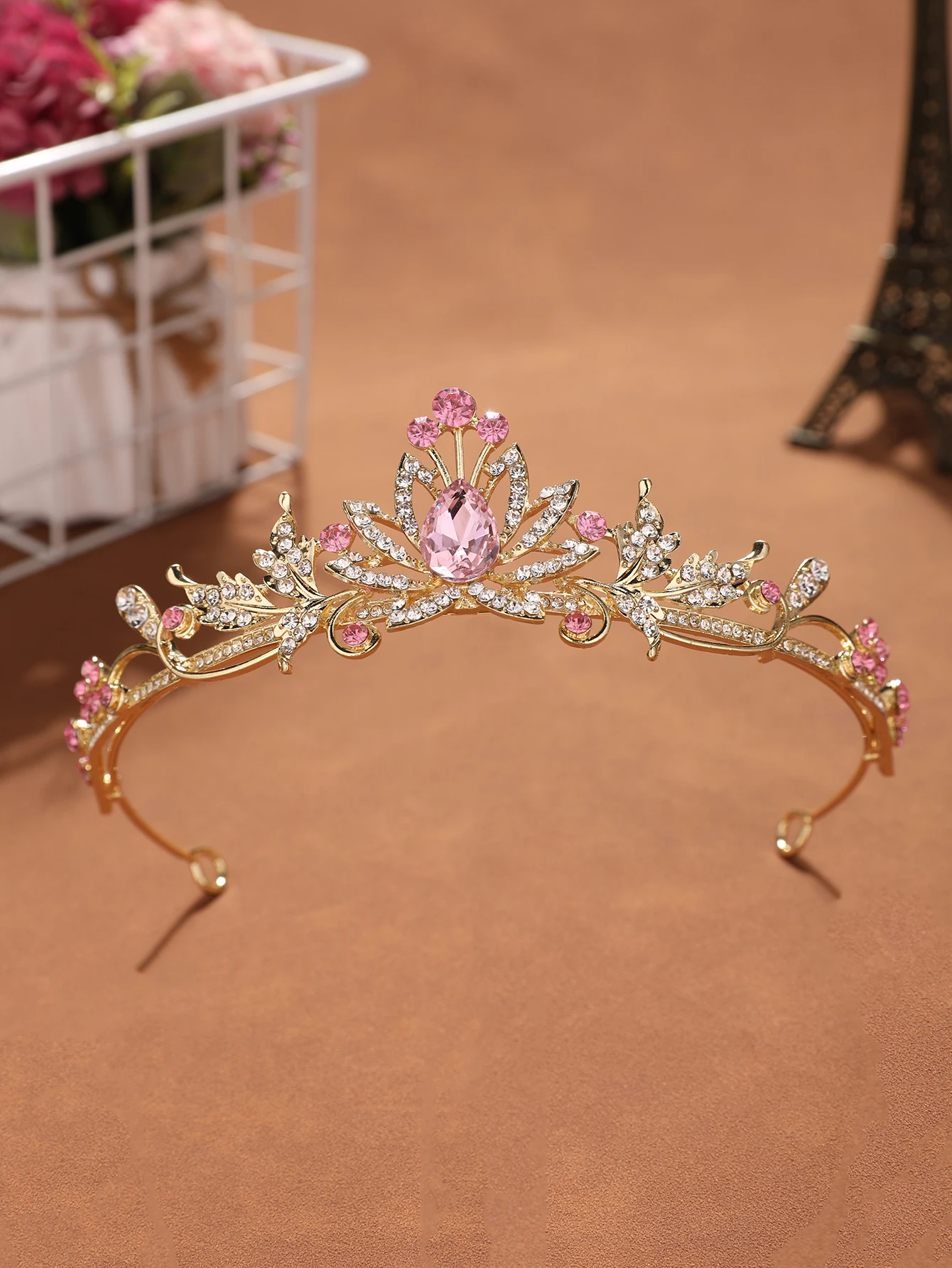 Cross-Border Best-Selling Baroque Red Diamond Tiara, Bridal Wedding Headband, High-End Ruby Crown for Birthday Party Headwear