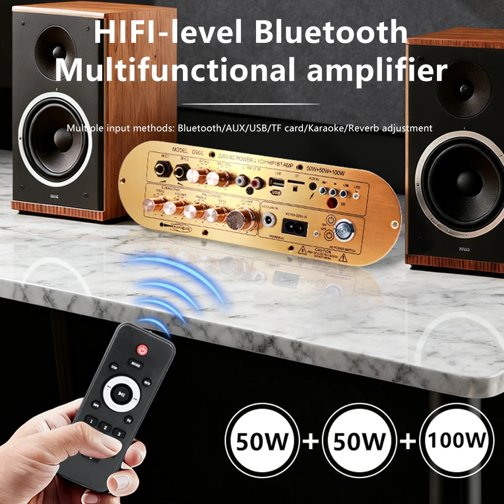 D900 Bluetooth 5.0 Amplifier Board 50W+50W+100W 2.1 Channel HiFi Subwoofer Audio AMP for Outdoors Car Home Karaoke DIY Speakers
