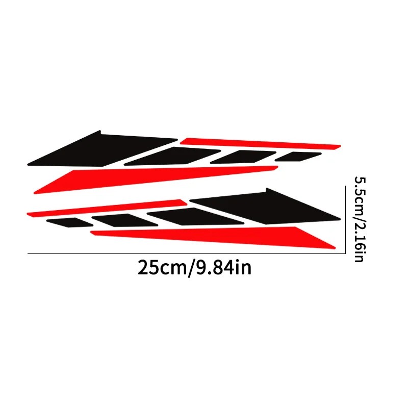 2PCS Geometric Motorcycle Sticker Red Black Stripe PET Vinyl Decal Waterproof Sunproof Bike Side Panel Decoration
