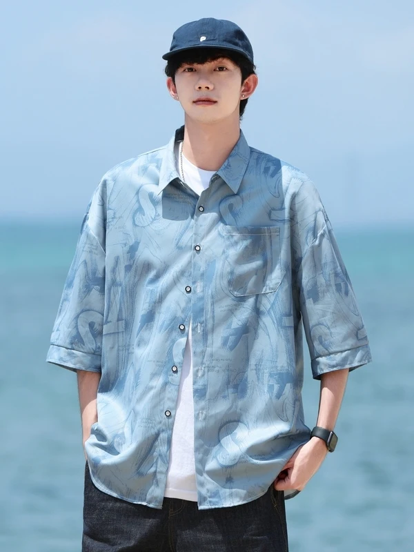 

Summer 2026 American Trendy Letter Print Loose Fit ort Sve irt Breathable Polyester Fiber Ci Walk Campus Outdoor Cas...