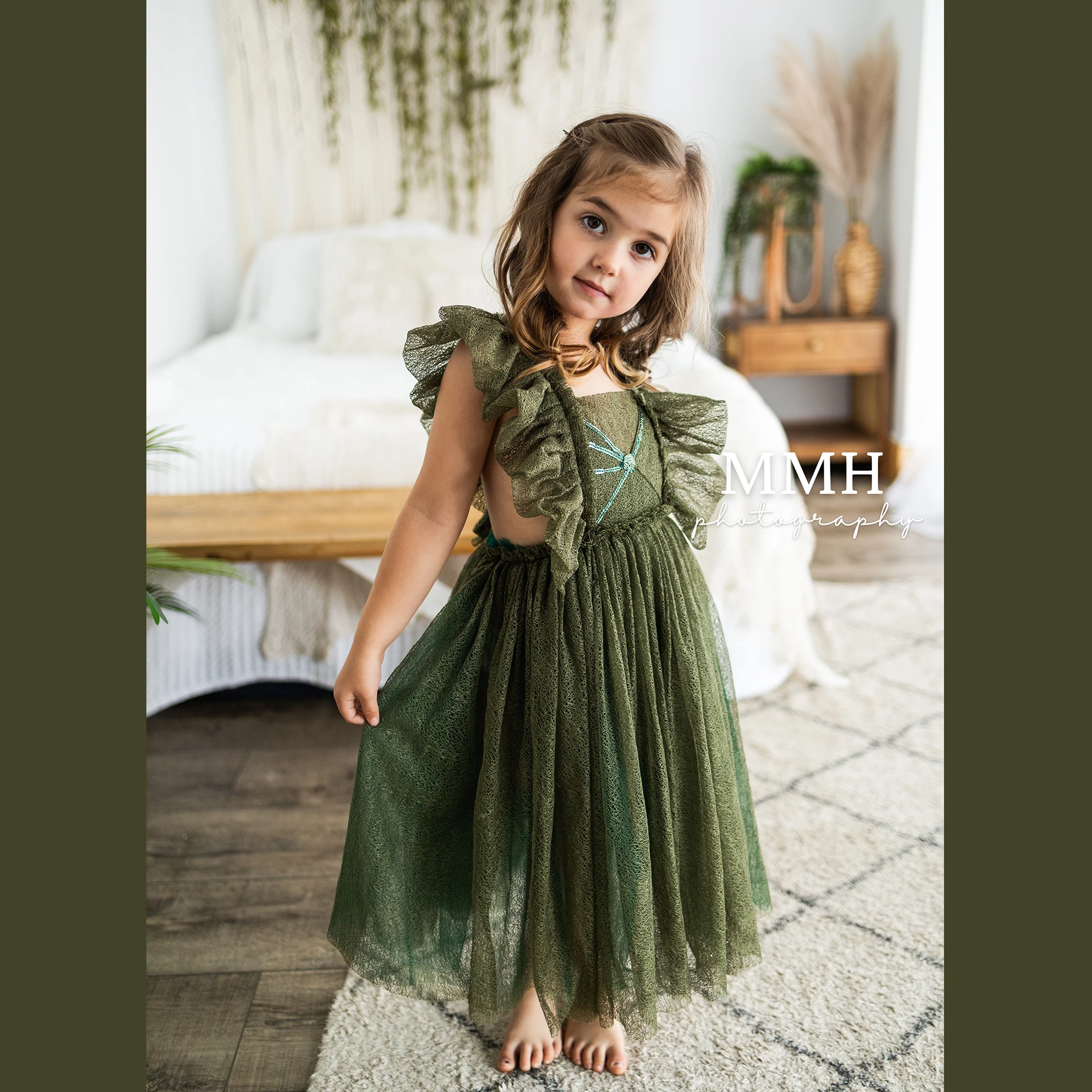 Don&Judy Bohemian Little Girls Dress Birthday Wedding Vestidos for Photo Shoot Pictures Summer Ruffle Kids Beach Party Ball Gown