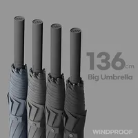 Business 136cm Large Umbrella Men Long Handle Big Rain Umbrella Windproof Strong 8K Automatic Outdoor Golf Umbrella Luxury