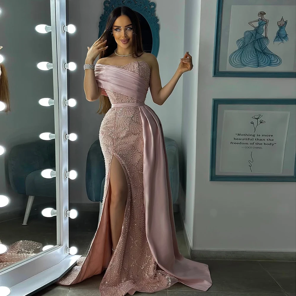 Elegante vestido de noite sereia de um ombro com overskirt fenda lateral para mulheres luxo festa de casamento vestido formal 2025 personalizado