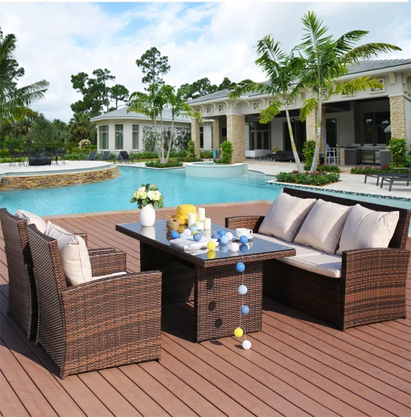 Outdoor High Quality Furniture Modern Luxury Modern Outdoor Sofa Sets Garden Table Patio Outdoor Sofa 5 Pcs Garden Set