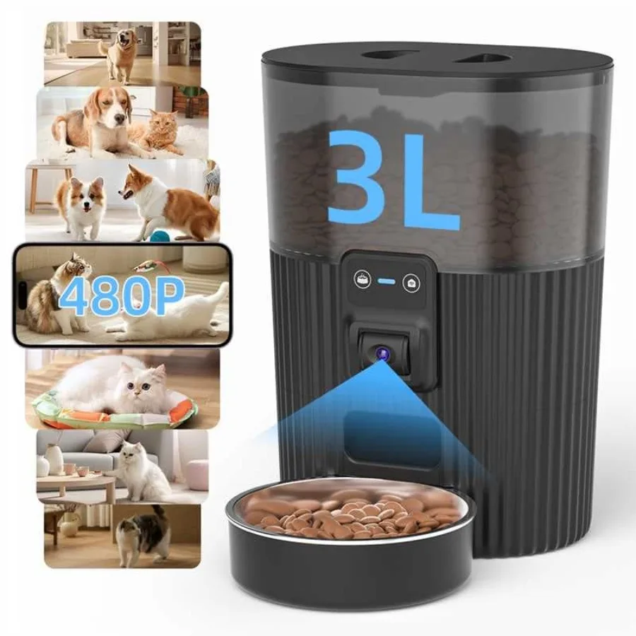 

Automatic Cat Feeder with Camera ‌Adjustable Angle 2.4G WiFi Pet Feeder 3.5L/15 Cup Timed Dispenser Timed Feeder for Remote Fee