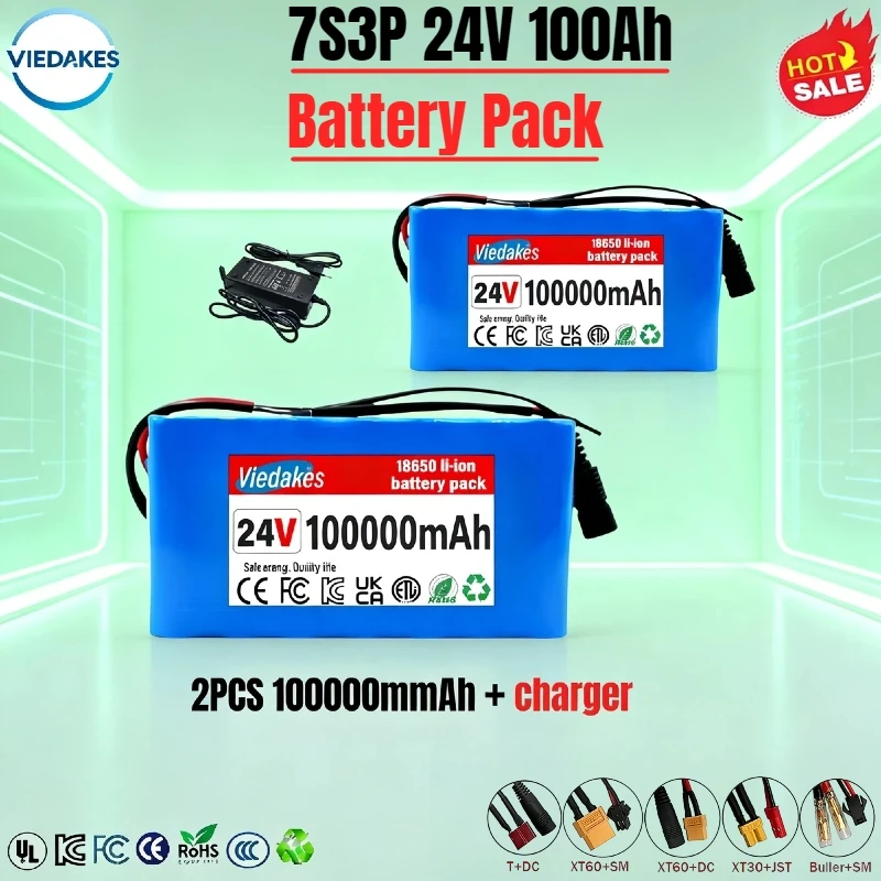 

24V 7s3p 100Ah Rechargeable Batterysuitable for Wheelchair, RC model, scooter lithium Battery Pack✅ with 29V charger