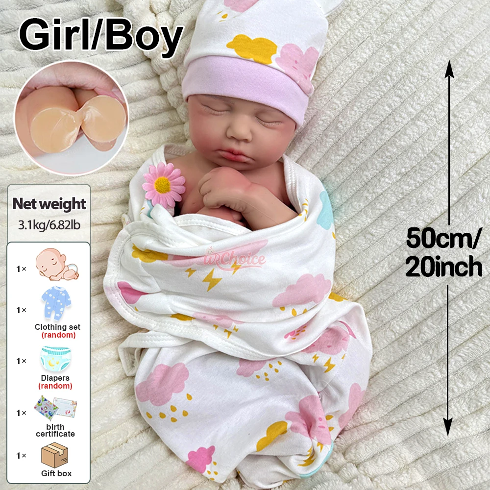 20 Zoll offener Mund Loulou Soft Touch Silikon Reborn Baby Mädchen/Junge wasserdicht realistische Wiedergeburtspuppe Weihnachtsgeschenk für Demenz