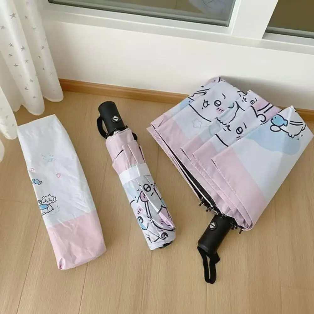 Cartoon Chiikawa Automatic Manual Parasol Anime Hachiware Kawaii Folding Sun Protection Umbrella Girls Rainy Umbrella Portable view 6