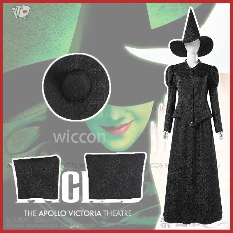 

NewAnime Movie Wicked Cosplay Costume Stage Outfit Top Long SKIRTS Hat Set Party Goth Lolita Clothing For Woman Girls Customized
