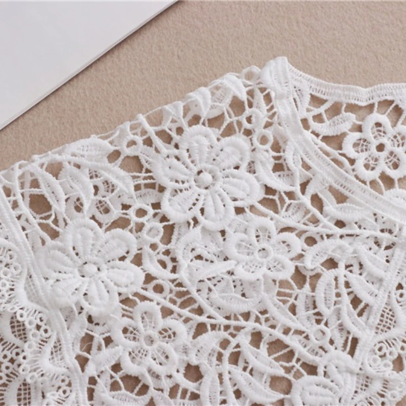 한국 자수 플로럴 레이스 가짜 칼라 소녀용 큰 라펠 셔츠 탈부착 가능한 칼라 액세서리 여성용 목 탈부착 가능한 칼라