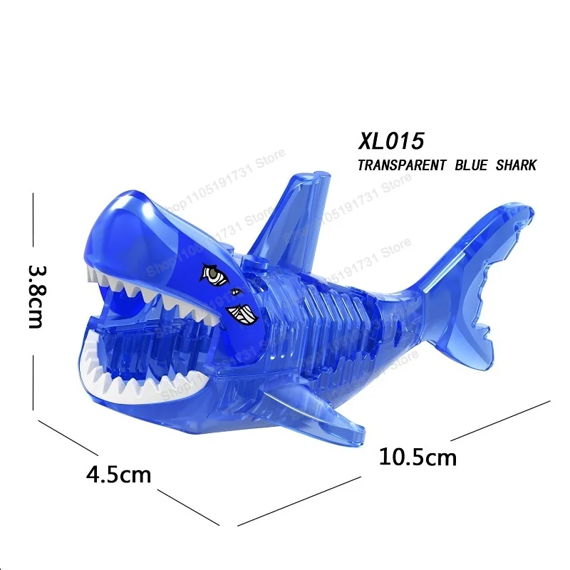 Figurines de construction de requins de dessins animés d'anime, accessoires, blocs de construction assemblés, mini jouets pour enfants, collection de poupées, cadeaux K2260 XP582
