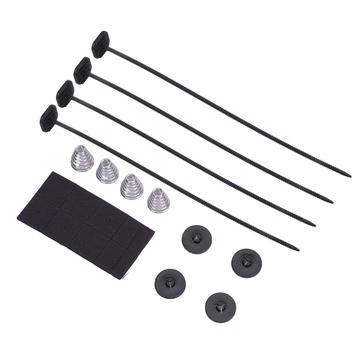 

1 Set Universal Fan Plastic Rod Mounting Kit for Transmission Cooler Electric Cooling Fan with Zip Ties Straps Tabs Springs Kits