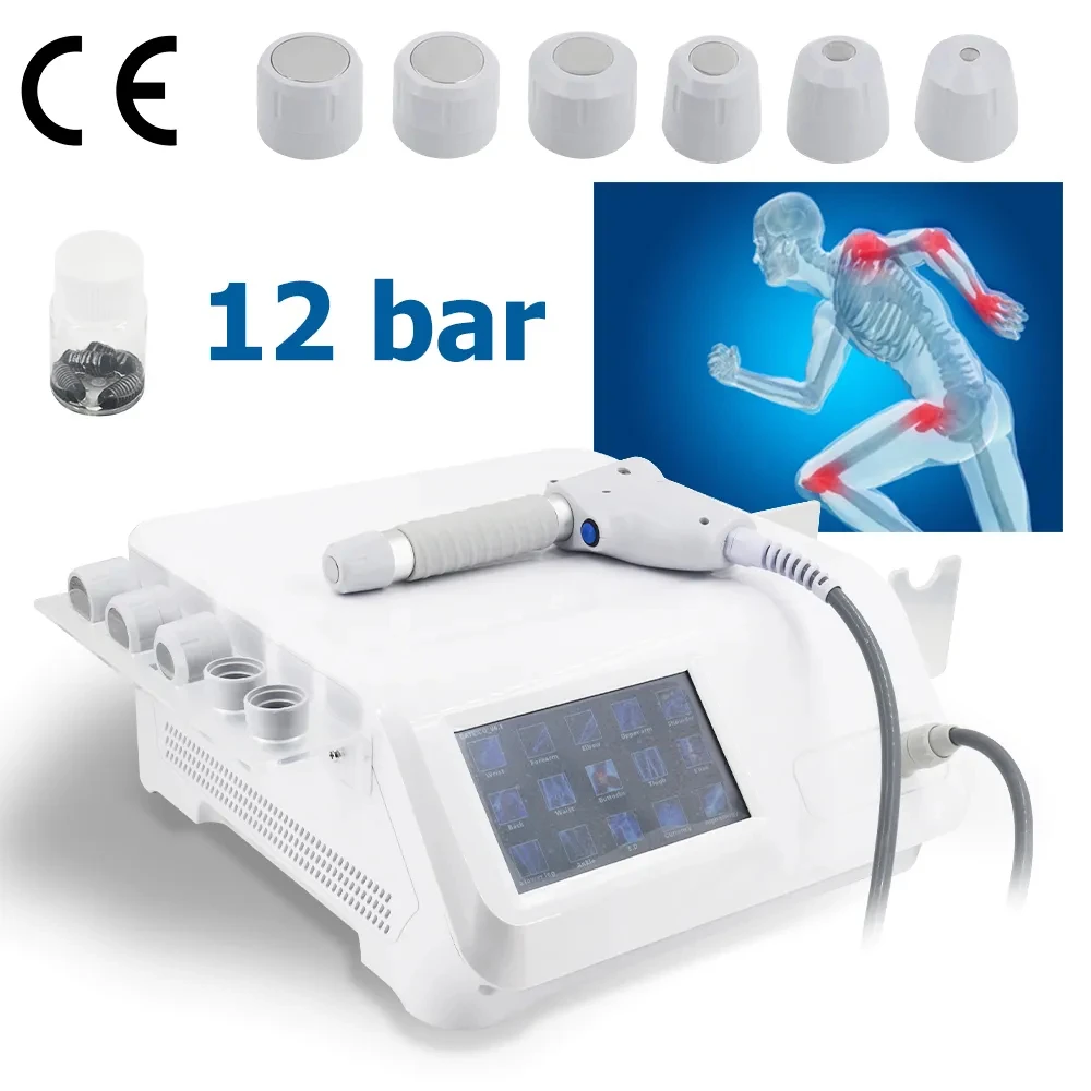 Hete Verkoop Pneumatische Schokgolf Therapie Machine Voor Ed Behandeling Pijnverlichting 12Bar Professionele Schokgolf Lichaam Ontspanning Massager