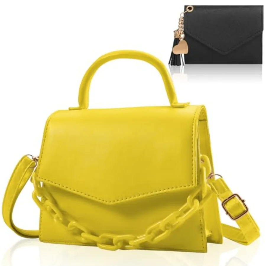

Small Crossbody Bags for Women Girls Trendy Top Handle Satchel Purses with Detachable Acrylic Chain