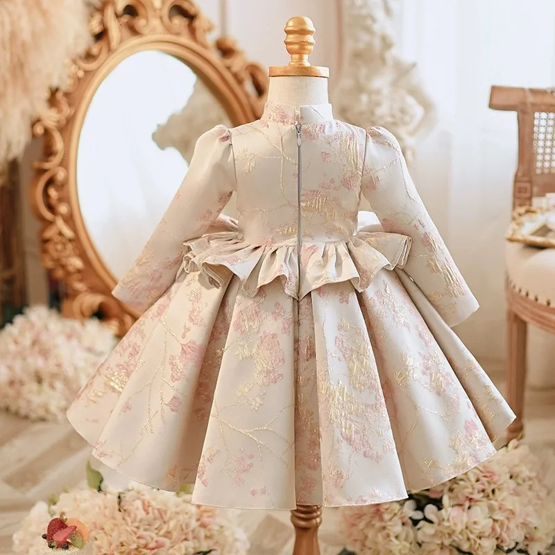 High-End Children\'s Cheongsam Little Dress Princess Dress Flower Girl Baby Girl One Year Old Clothes Birthday Pettiskirt