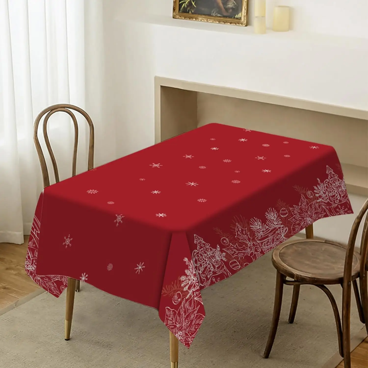 Christmas Day Snowflake Tablecloth Holiday Winter Xmas Wedding Party Table Cloth Kitchens Dinner Tablecover Home Decoration