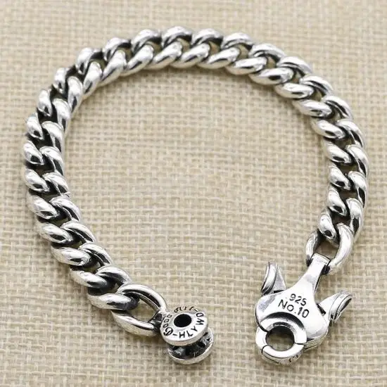 S925 sterling silver bracelet, personalized and domineering cherry blossom  Creative Jewelry Retro Smooth Chain Jewelry