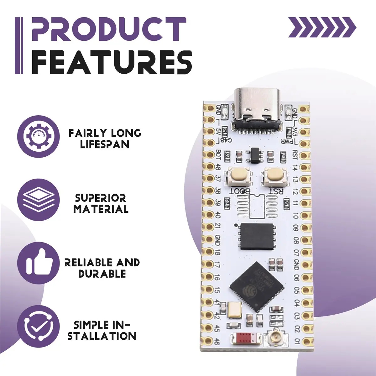 

(ABGQ) ESP32-S3 NANO WIFI Bluetooth Development Board ESP32-S3-N16R8 Module on-Board Ceramic Antenna Type C Interface