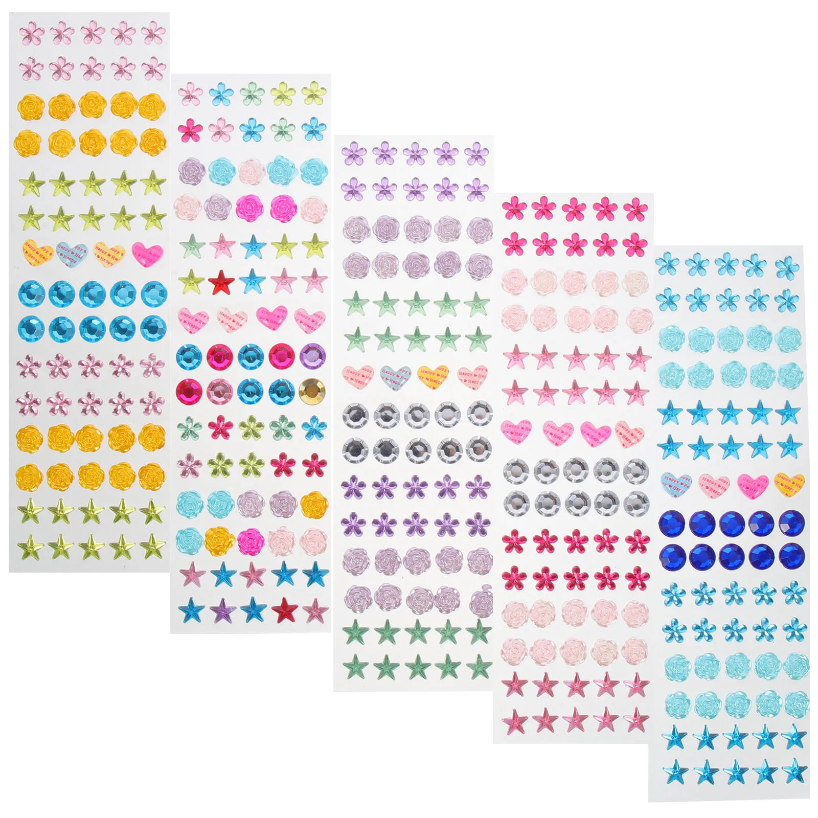 5 قطعة ملصقات الماس الملونة 5 ورقة متنوعة الأحجار الكريمة للحرف اليدوية Diy بها بنفسك حجر الراين الشارات سجل القصاصات الهاتف سيارة ديكور الاكريليك الكريستال